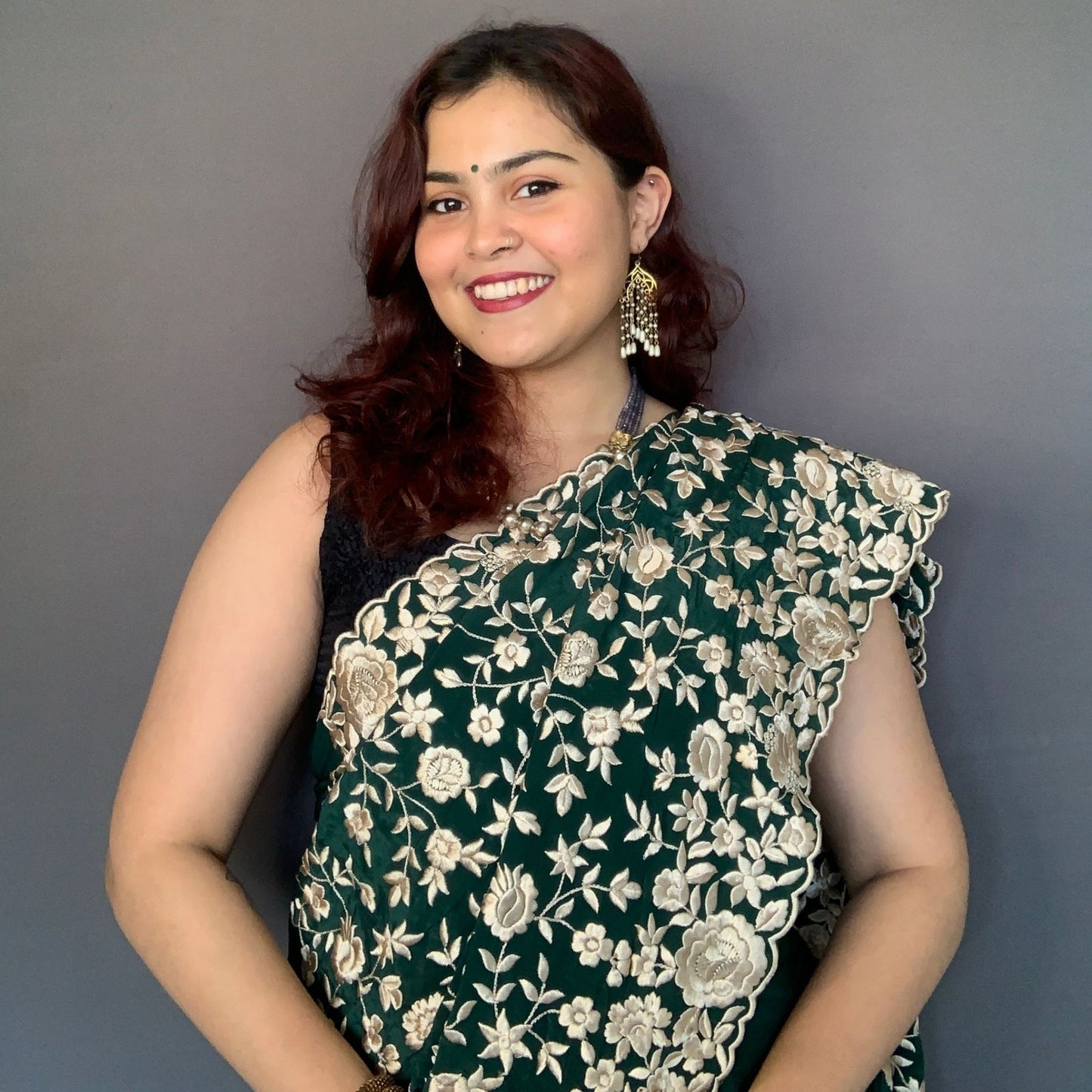 Green Parsi in Crepe Silk Saree