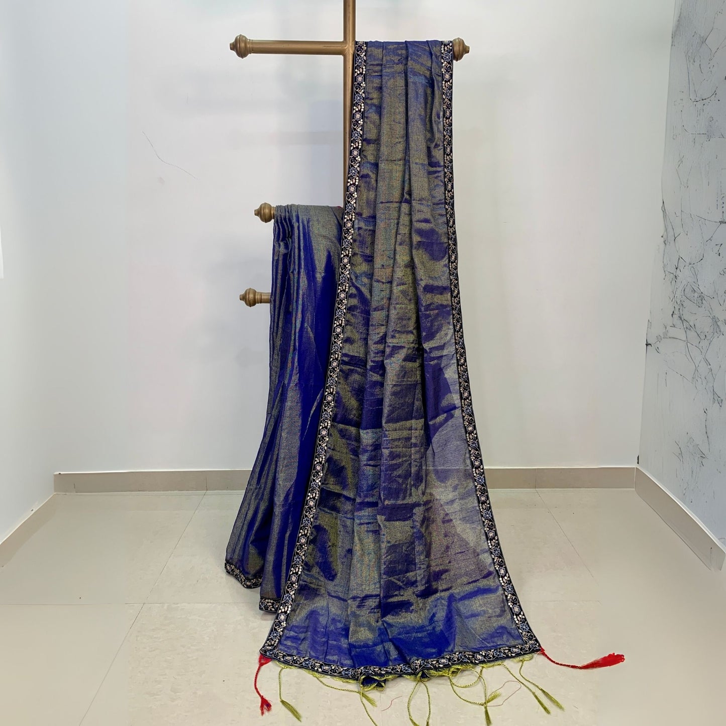Royal Blue Linen Tissue Saree