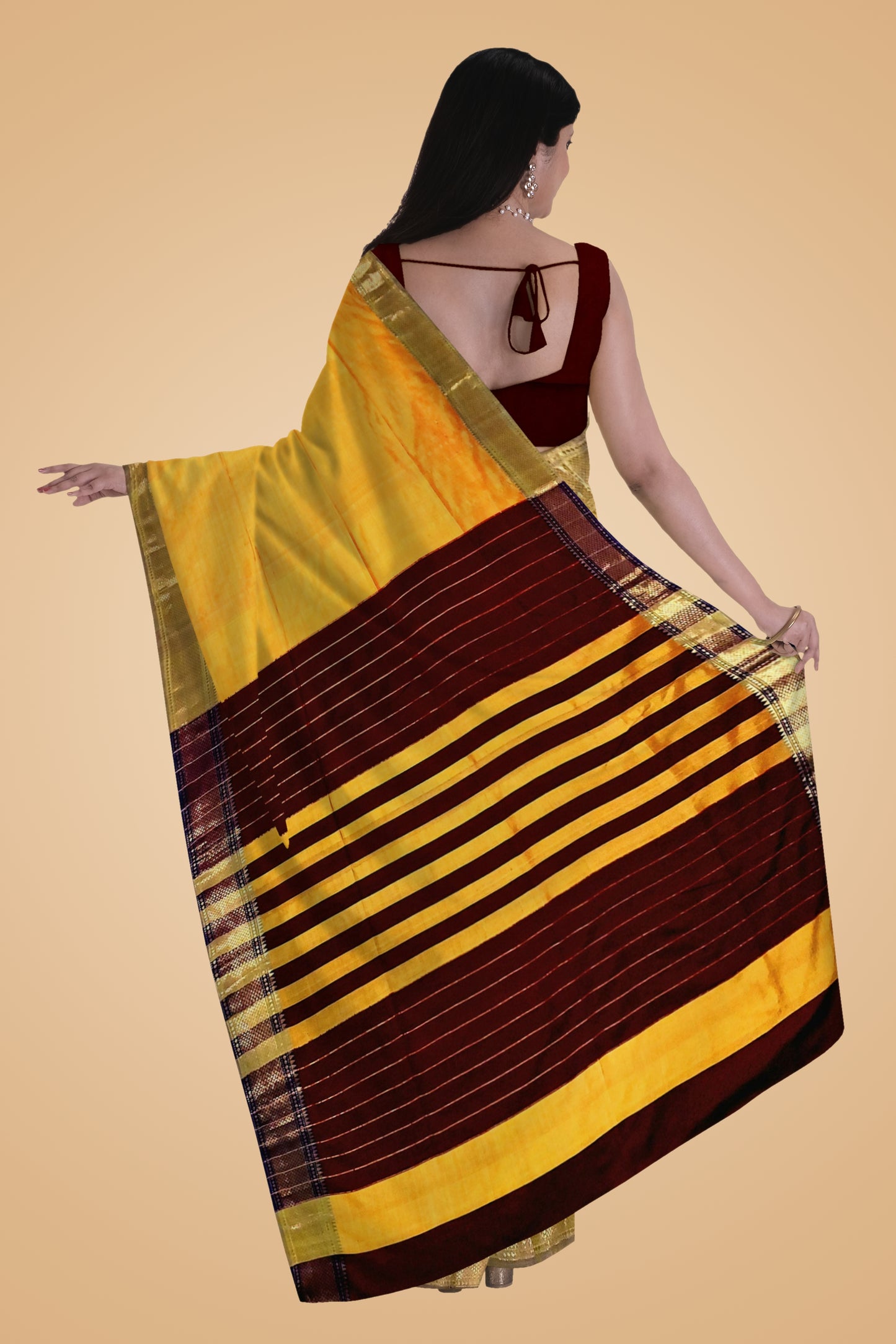 Yellow Katan Silk Saree