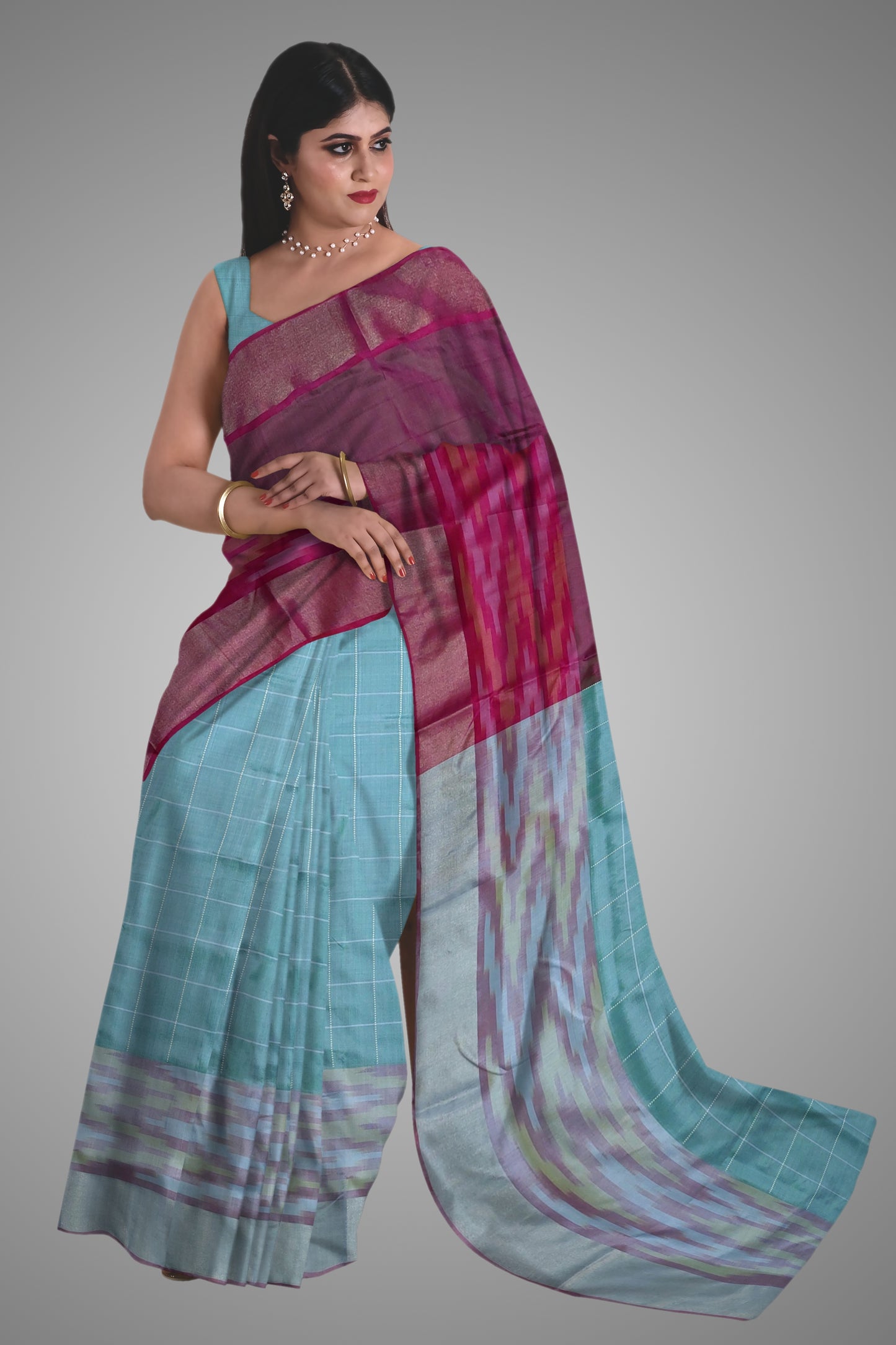 Box Ikkat Katan Silk Saree