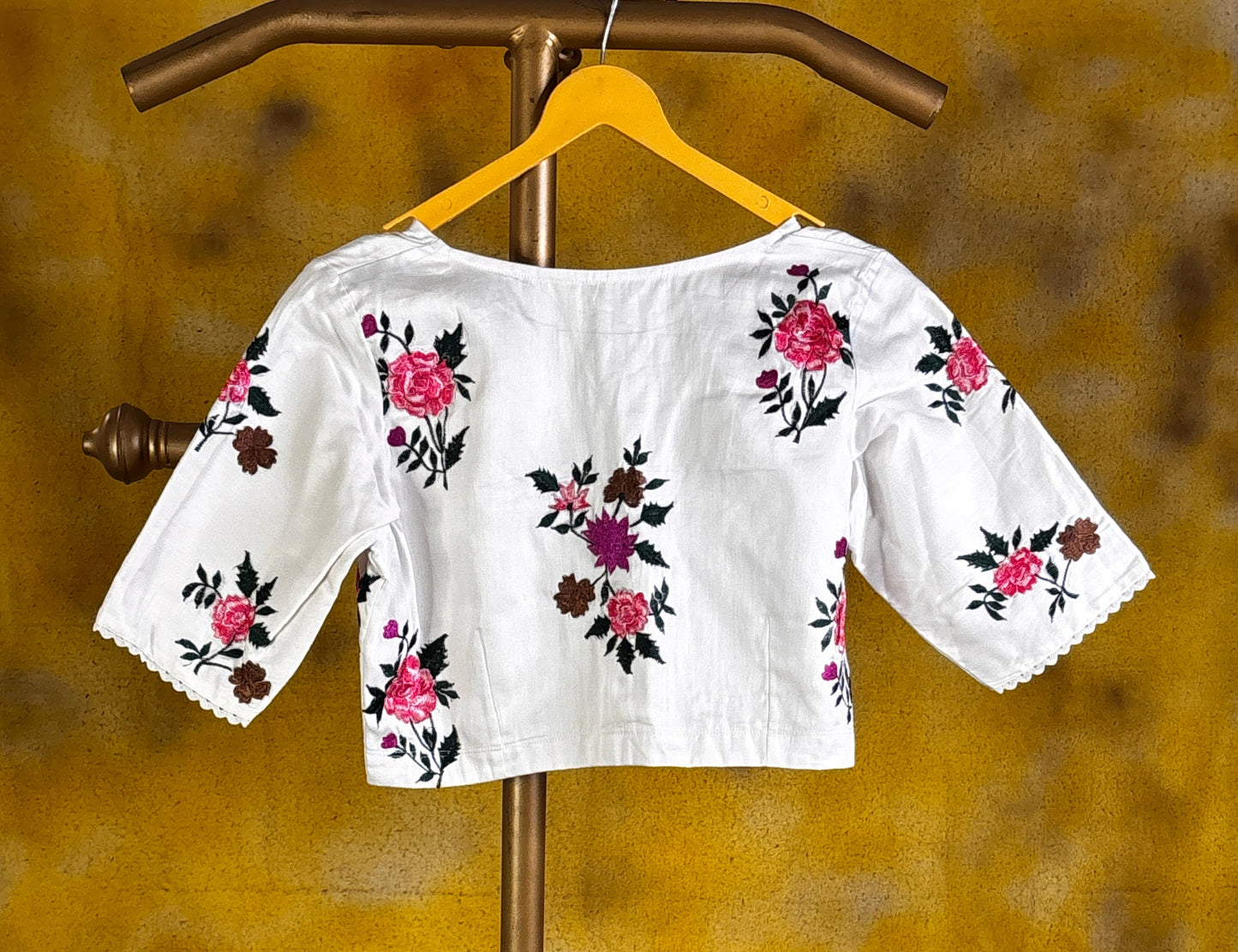 Mauve Hand Block Printed Linen Saree