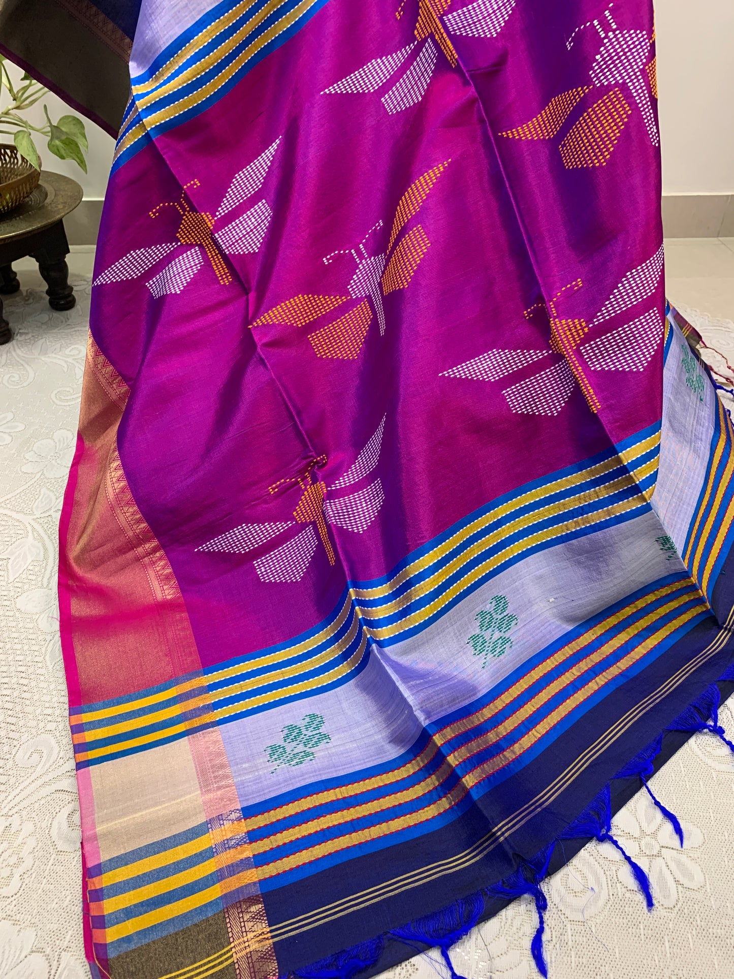 Dark Blue Pure Silk Kalakshetra Saree