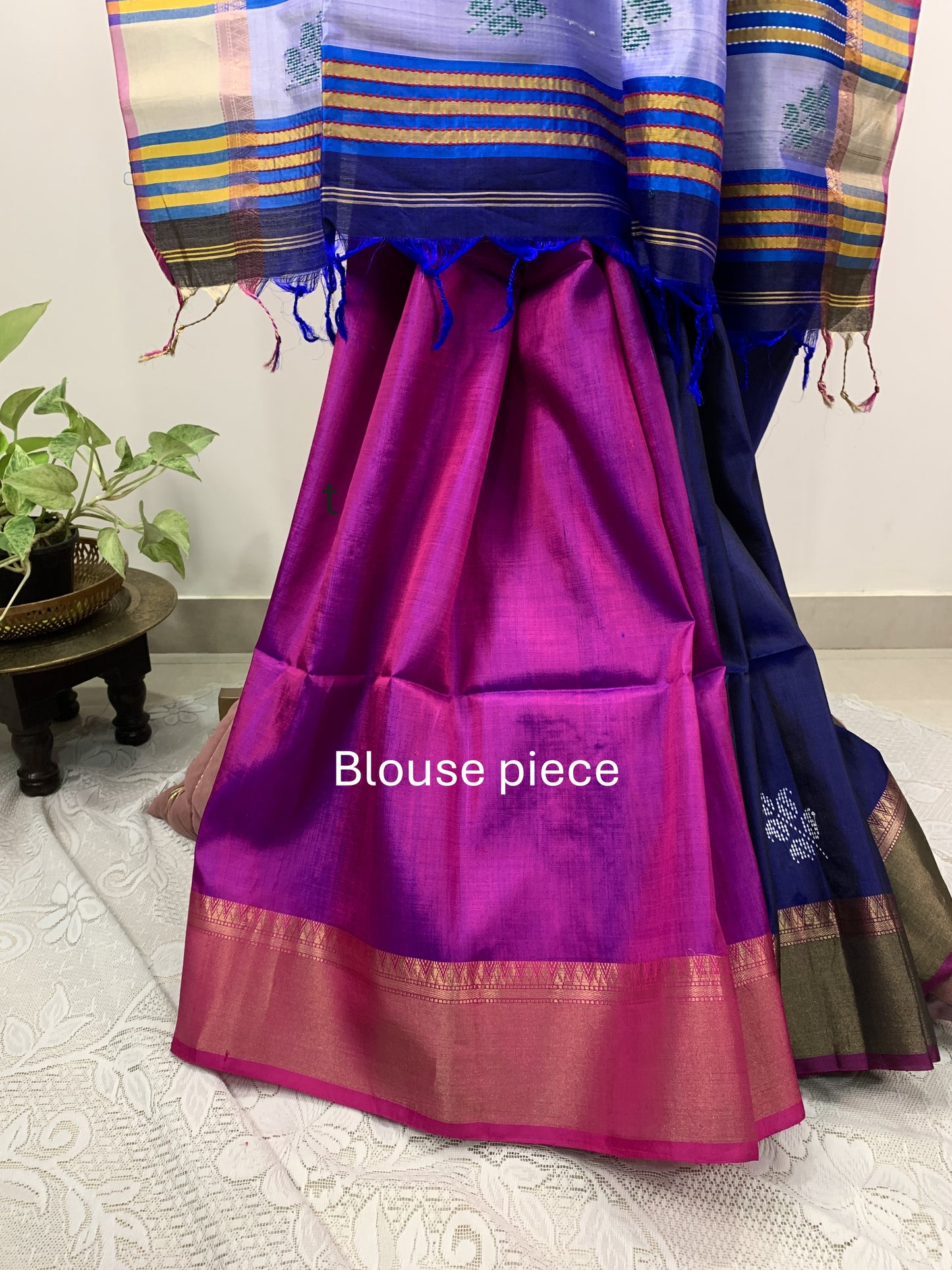 Dark Blue Pure Silk Kalakshetra Saree