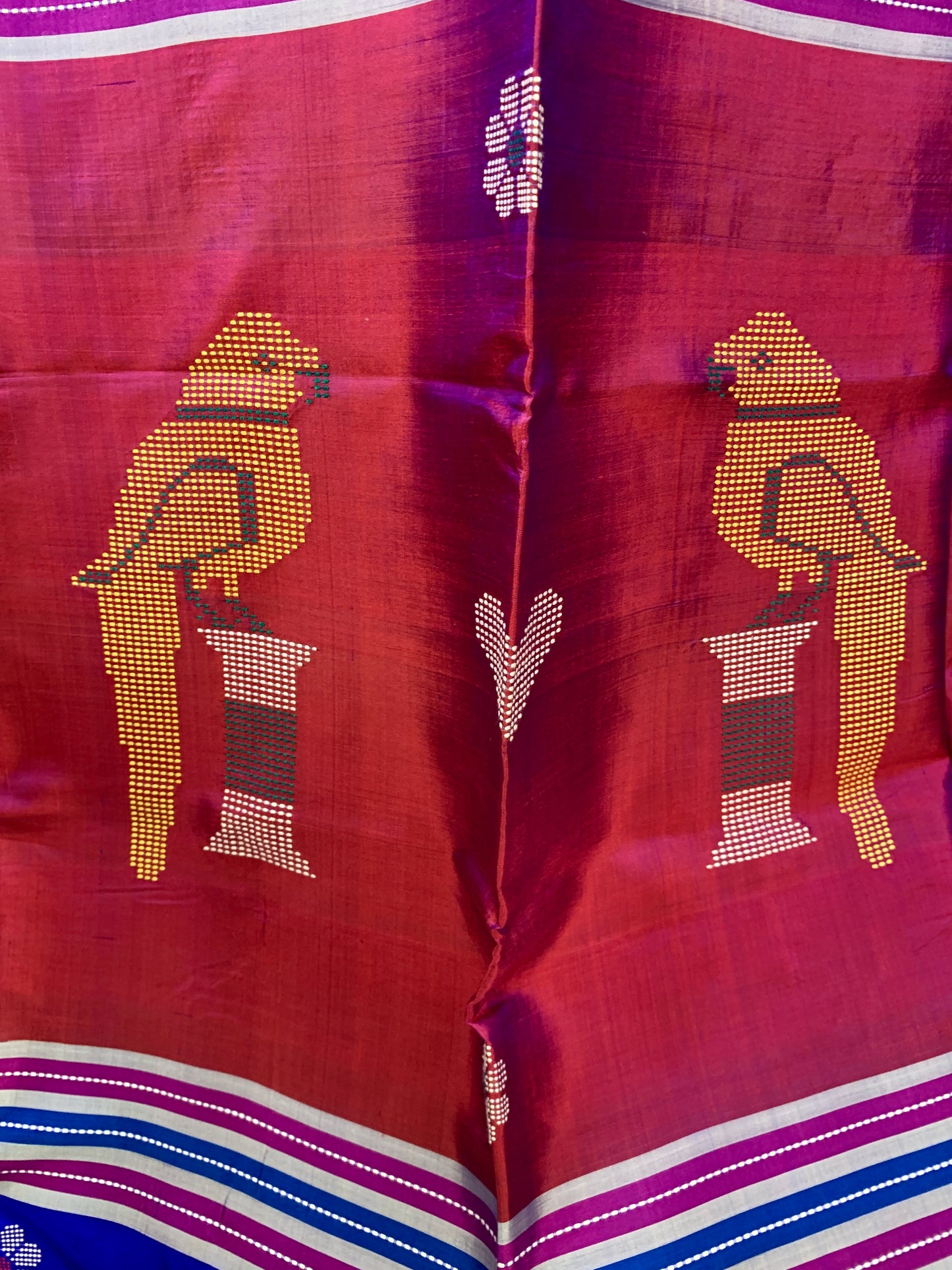 Dual tone Green and Blue Pure Silk Kalakshetra Saree