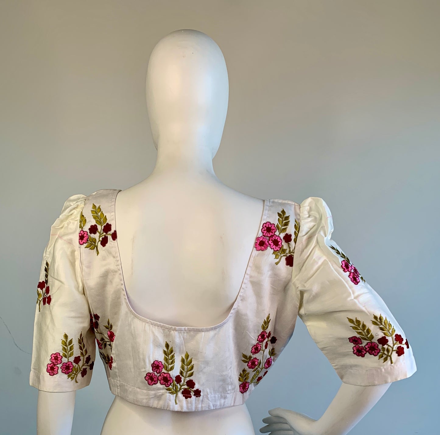 Embroidered Off-White Silk Cotton Blouse