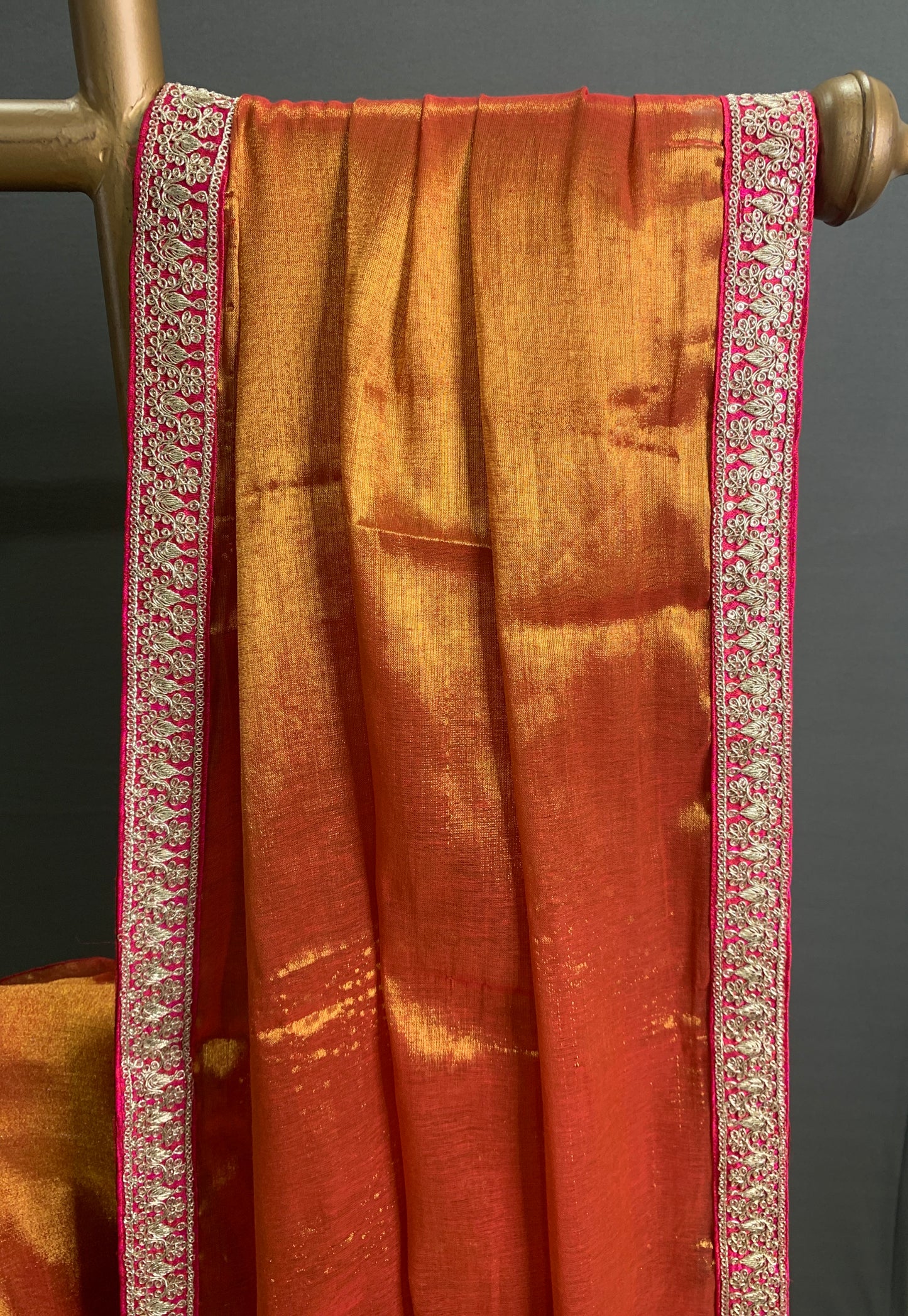 Rust Colour Linen Tissue Saree