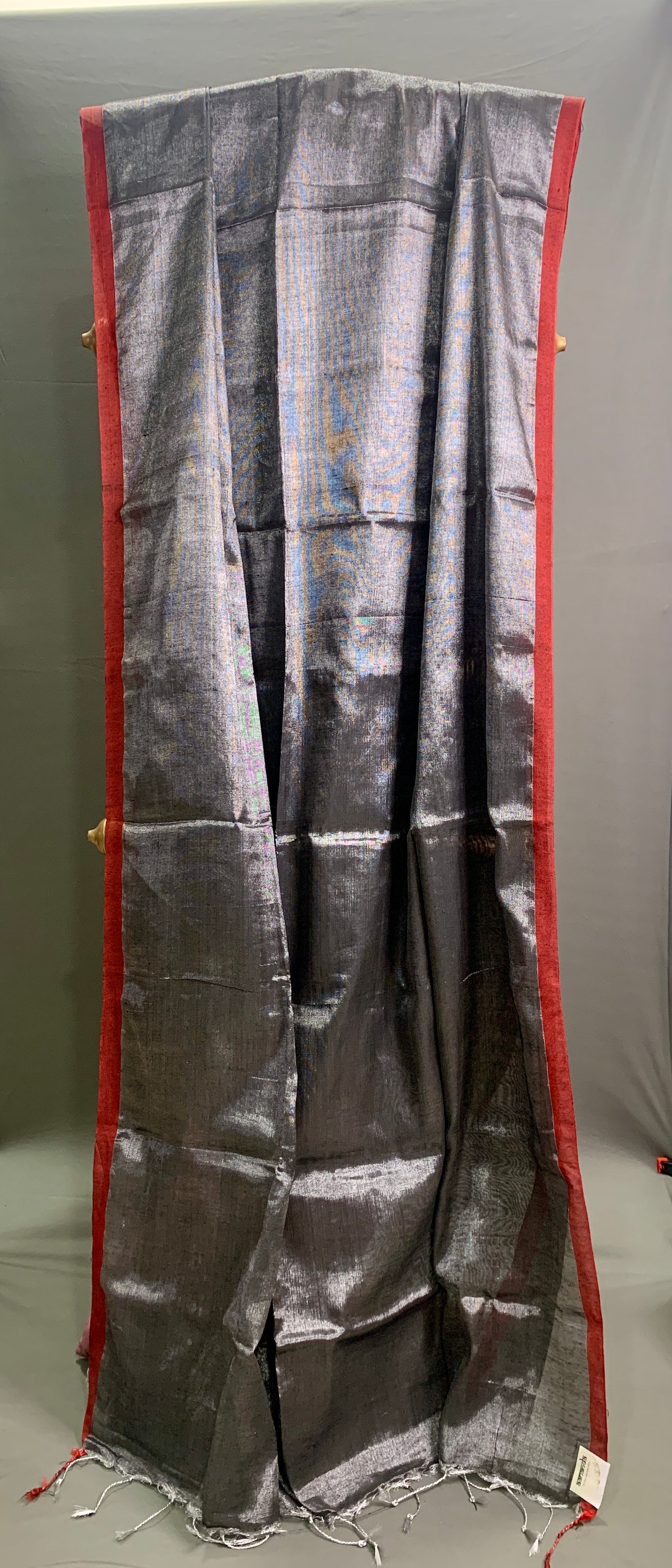 Steel Grey Colour Linen Tissue Saree