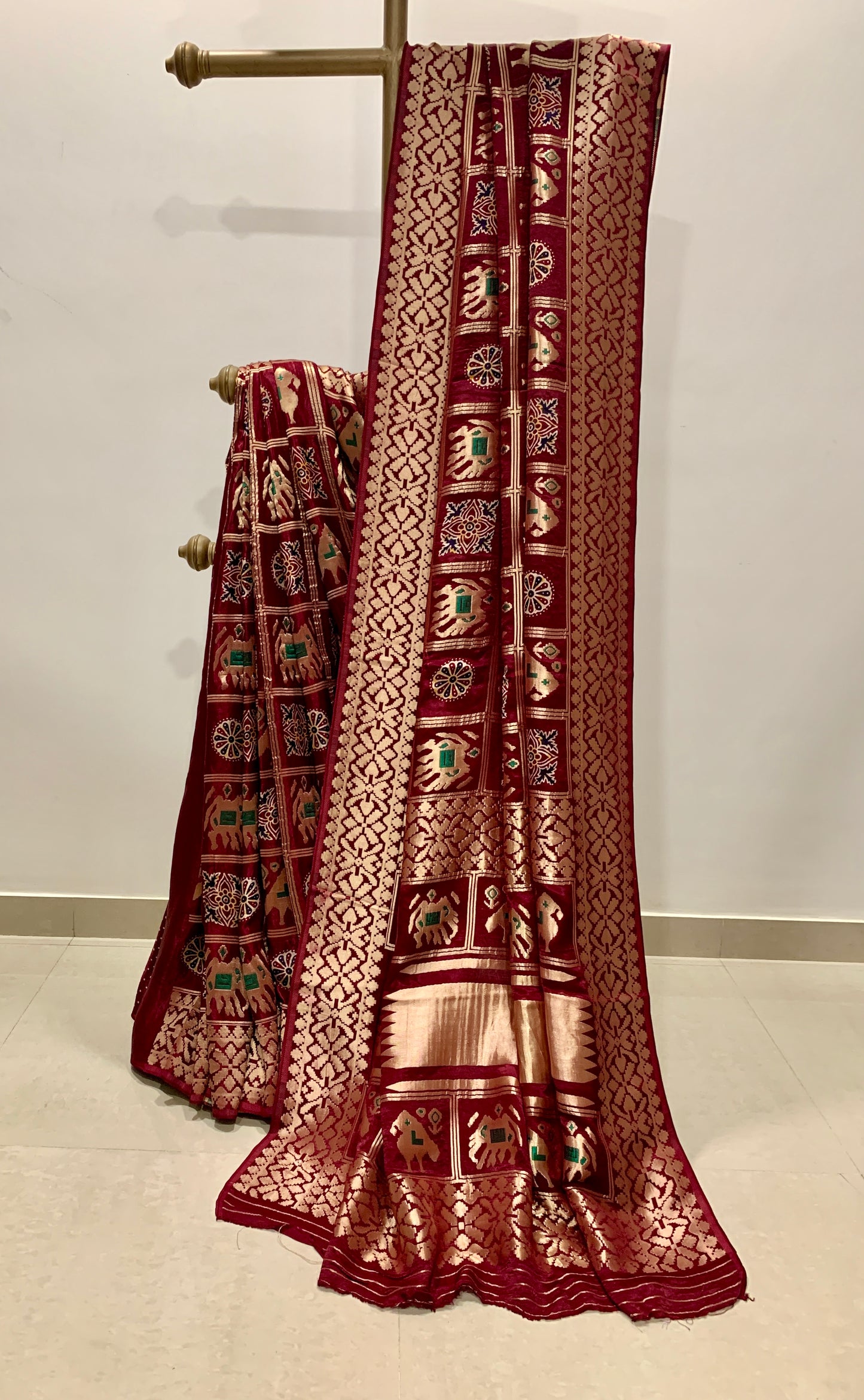 Maroon Modal Silk Gharchola Saree