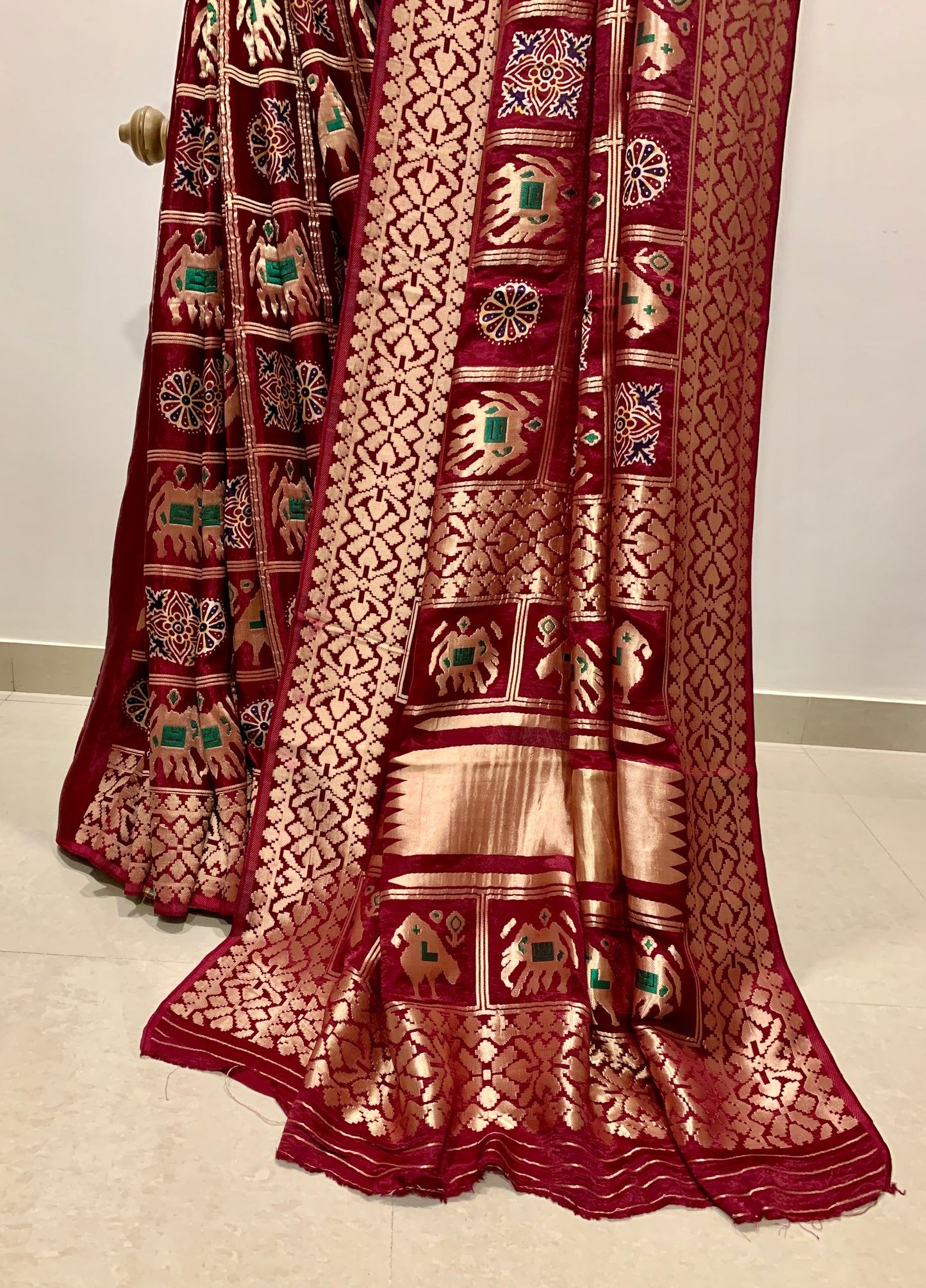 Maroon Modal Silk Gharchola Saree