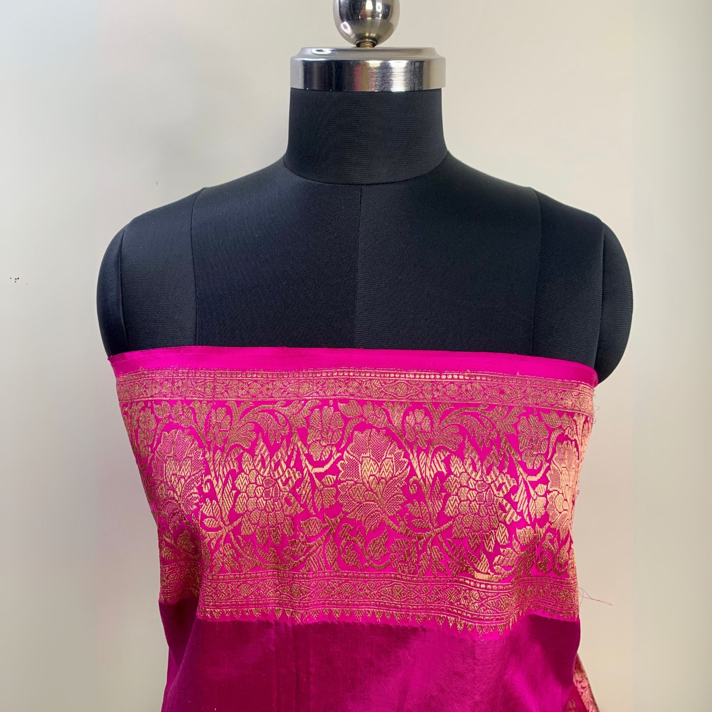 Light Grey & Pink Tussar Banarasi Silk Saree