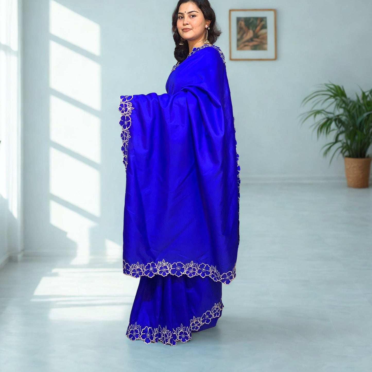 Royal Blue Designer Katan Silk Saree