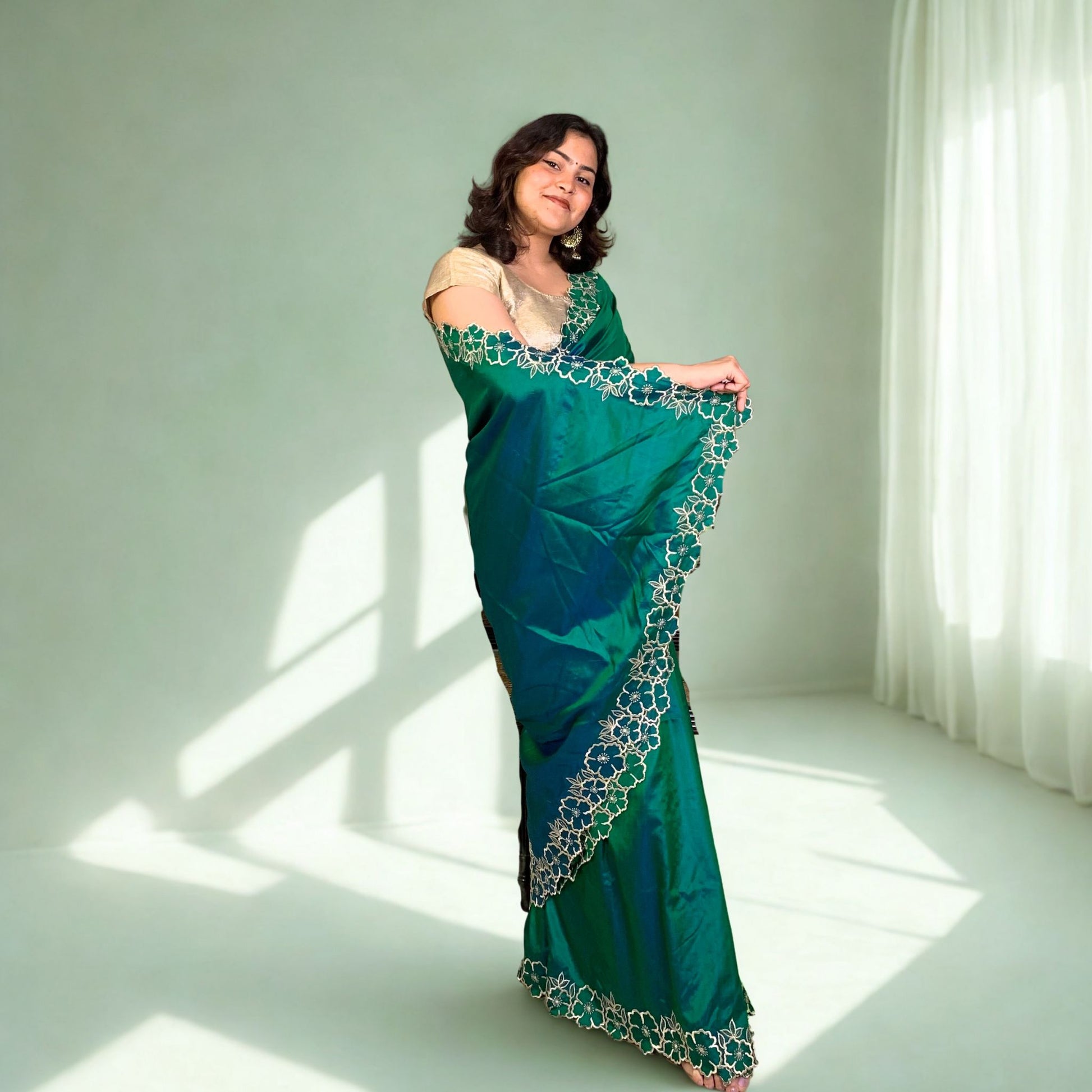 Green Designer Katan Silk Saree