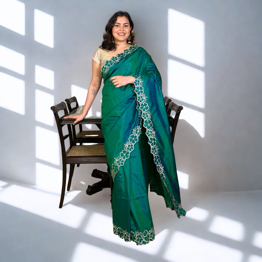 Green Designer Katan Silk Saree