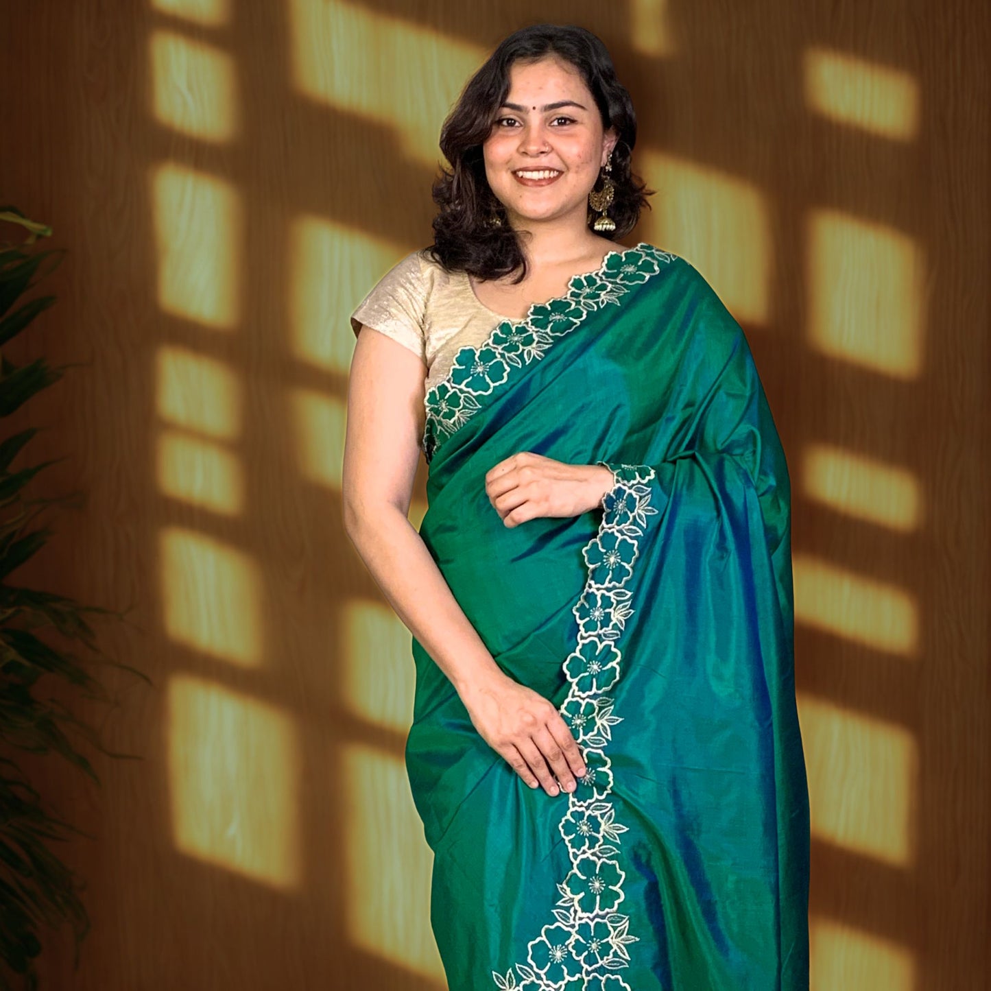 Green Designer Katan Silk Saree