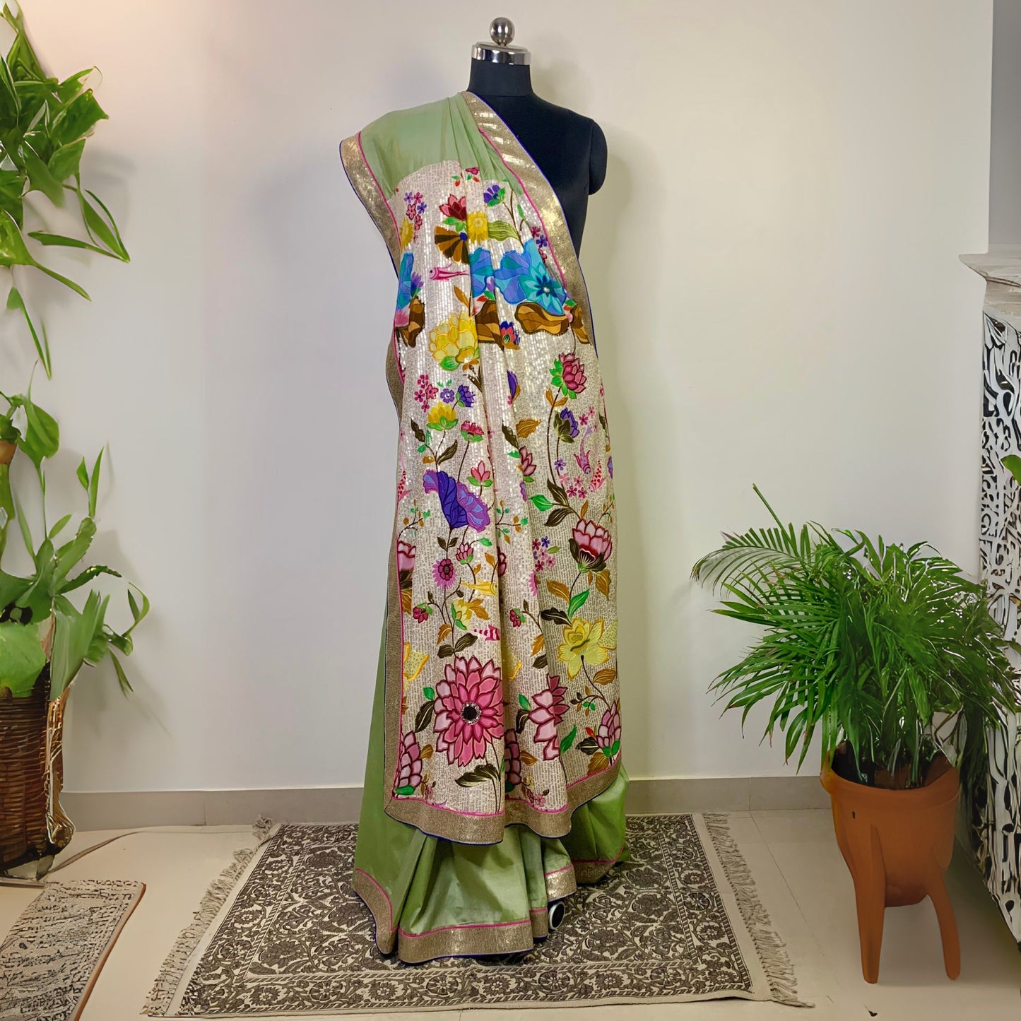 Mint Green Katan Silk Saree