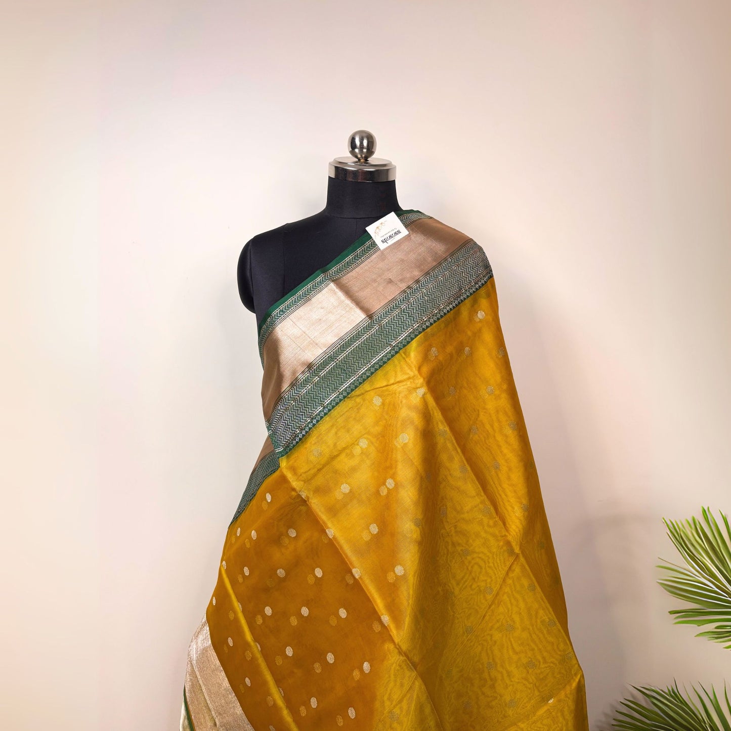 Traditional Yellow Green Chanderi Silk Saree