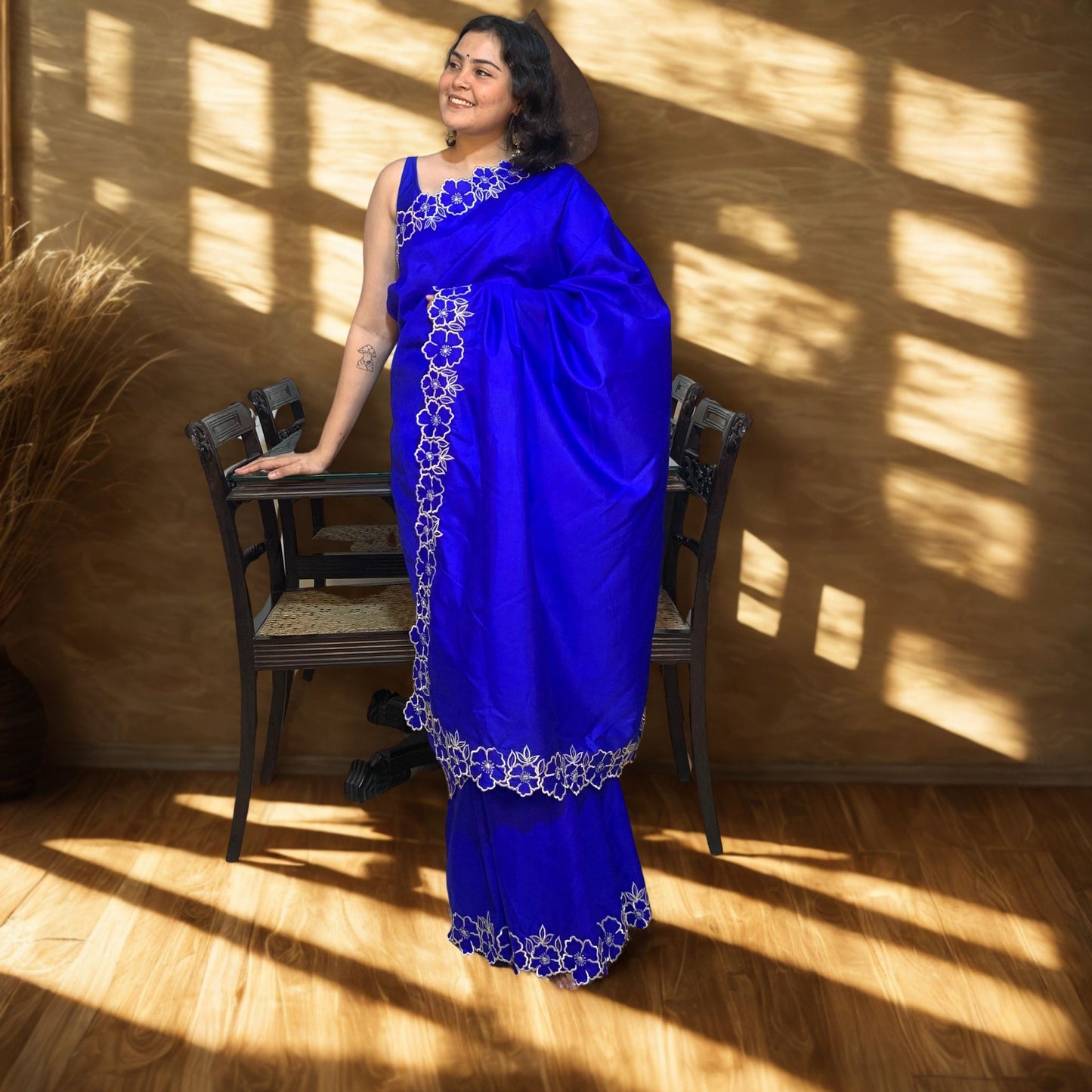 Royal Blue Designer Katan Silk Saree