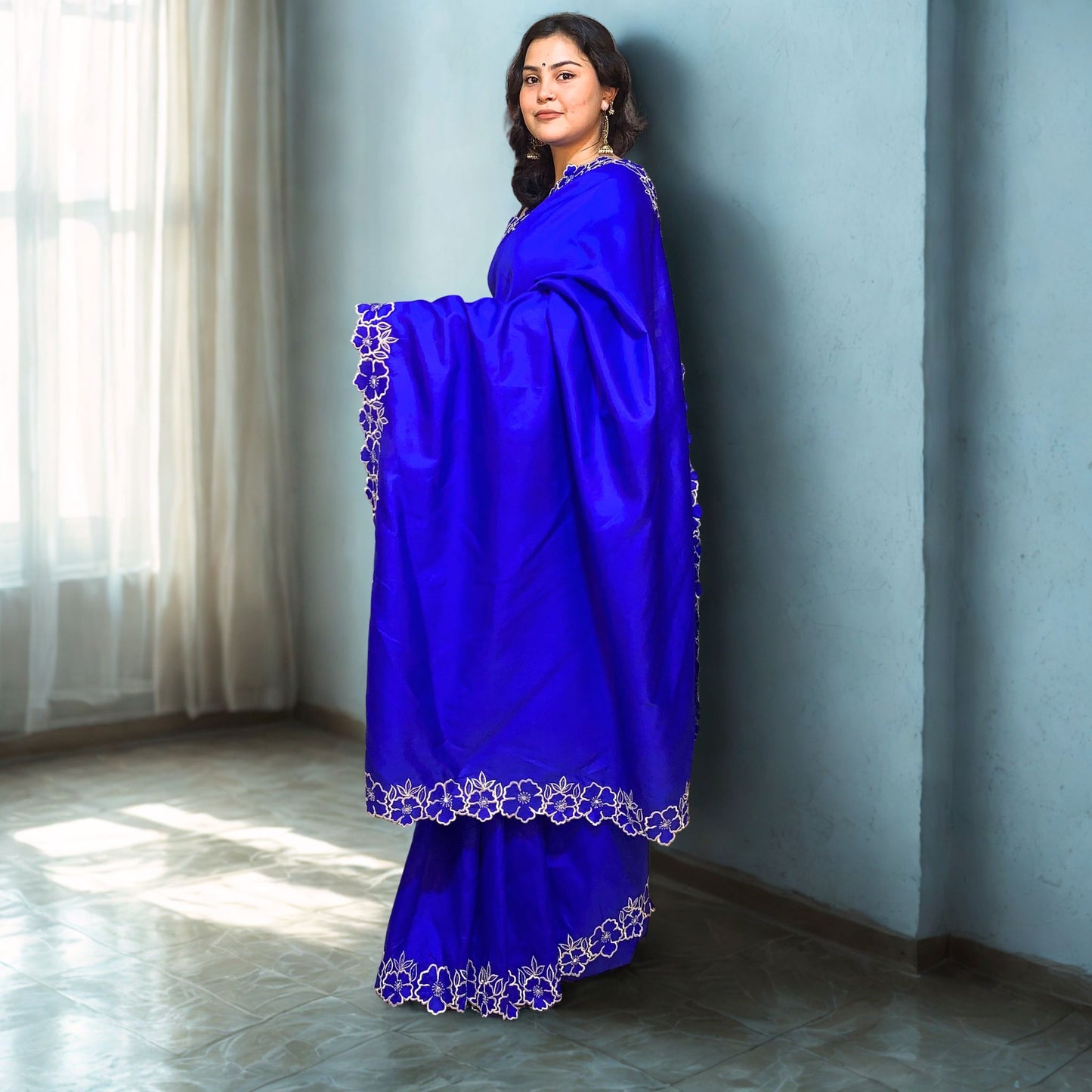 Royal Blue Designer Katan Silk Saree