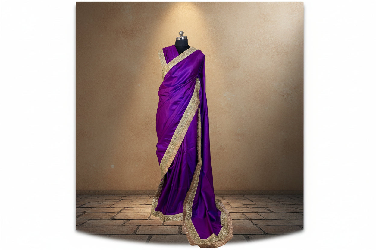 Purple Designer Katan Silk Saree