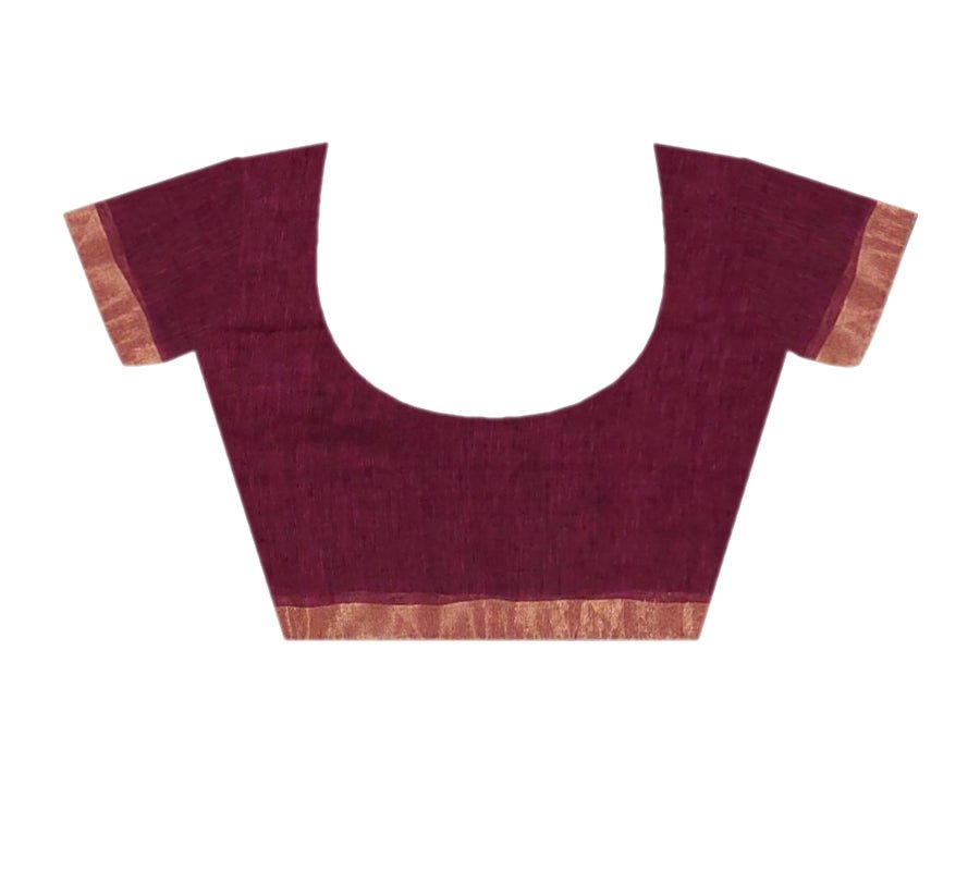 Maroon Linen Jamdani -Handloom Sarees- Aananda Collections