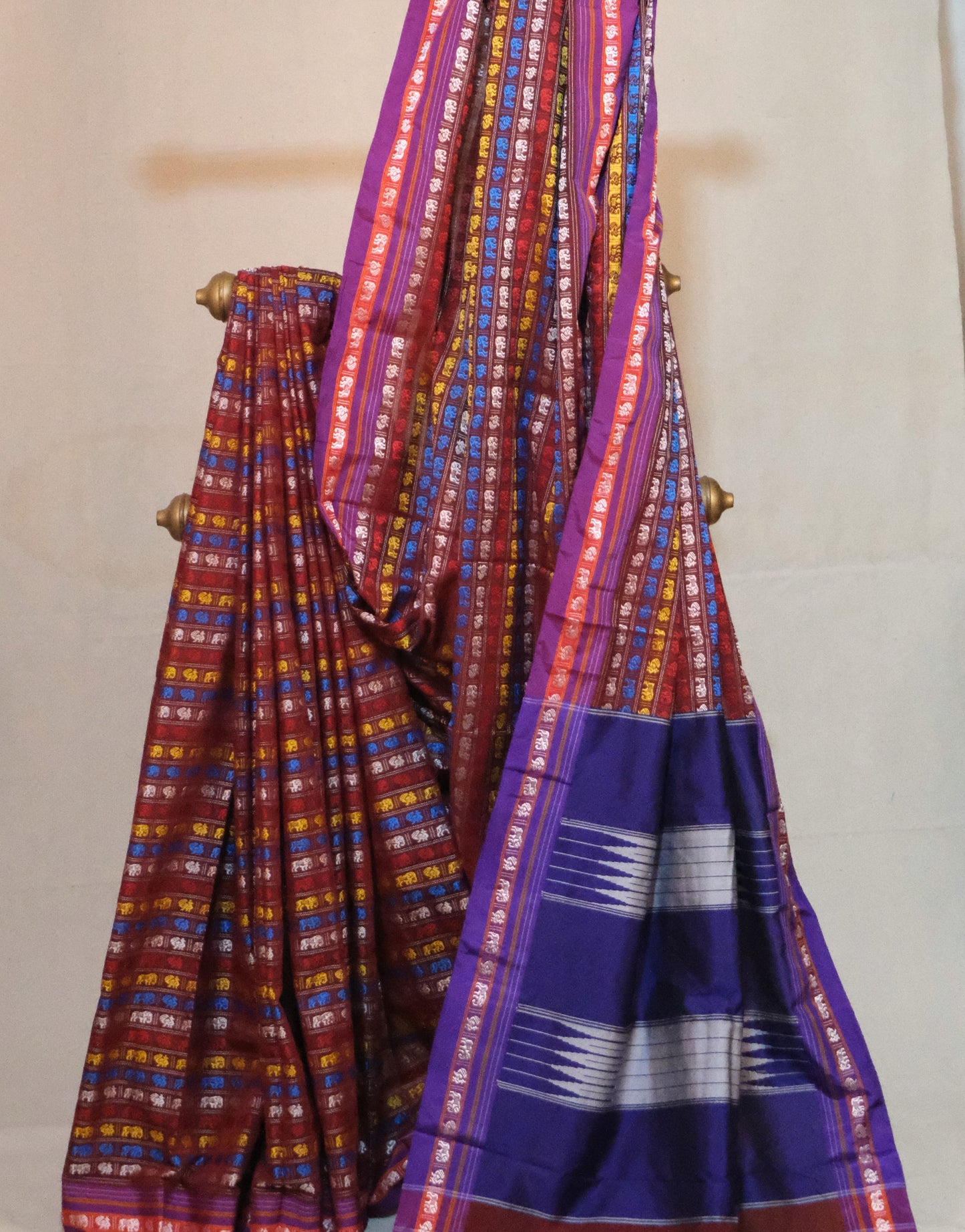 Maroon Hazaar Buti Silk Cotton Ilkal Saree