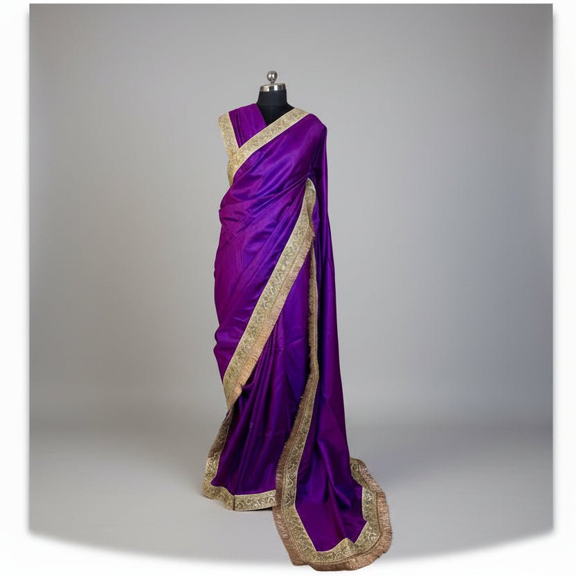 Purple Designer Katan Silk Saree -Handloom Sarees- Aananda Collections