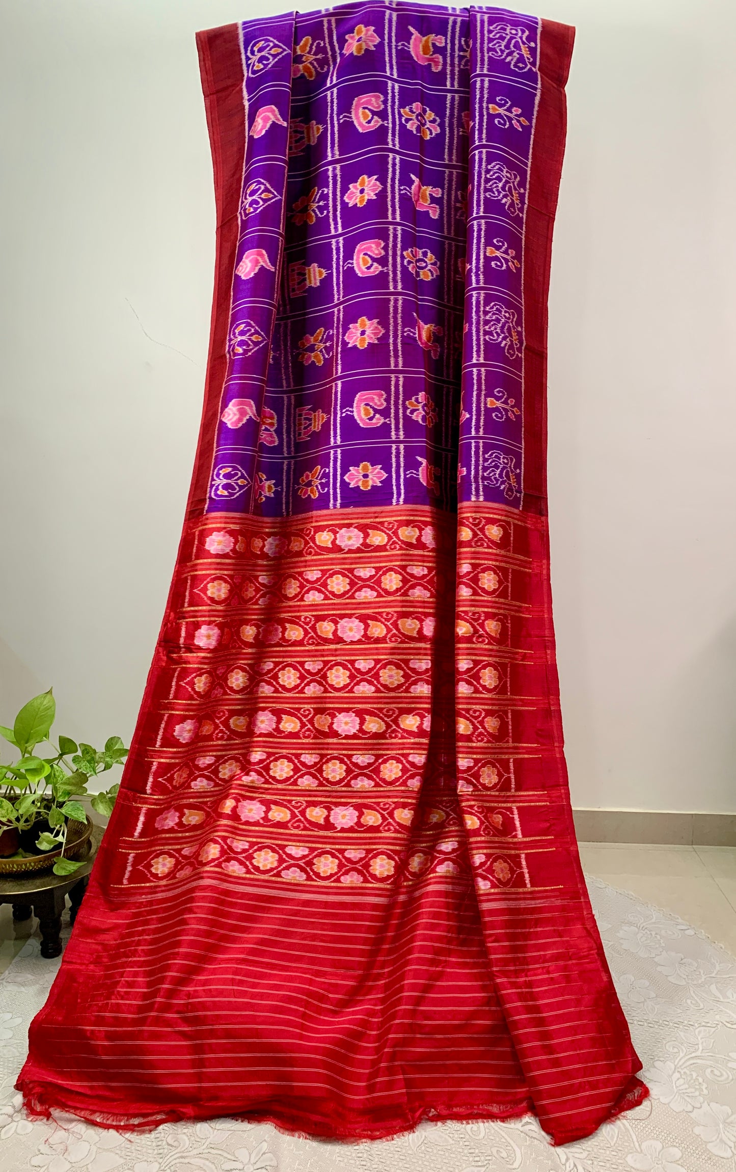 Purple Pure Silk Sambalpuri Saree