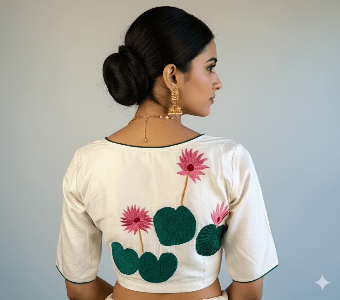 Silk Cotton Embroidered Blouses - Aananda Collections