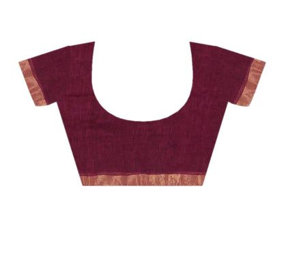 Maroon Linen Jamdani