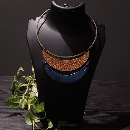 Handcrafted Hansuli in Dokra/Brass With Ceramic Pendant