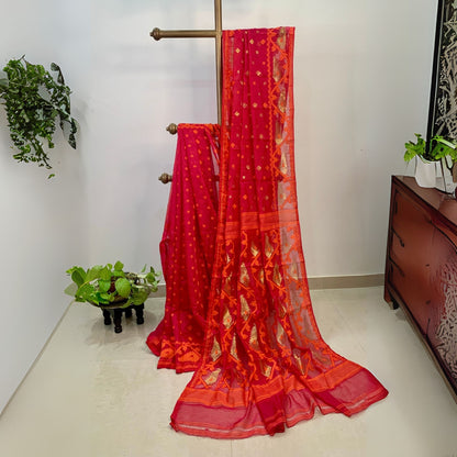 Red Soft Dhakai Jamdani