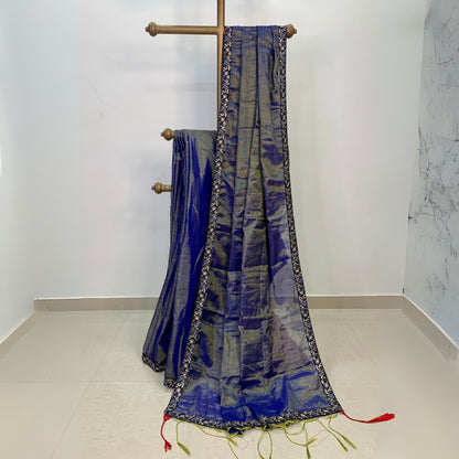 Royal Blue Linen Tissue Saree