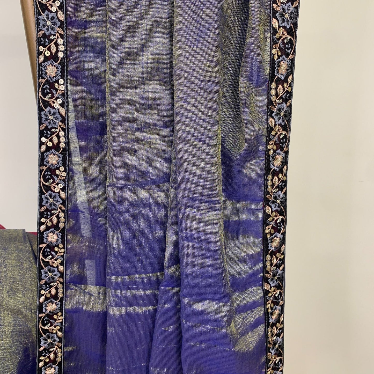 Royal Blue Linen Tissue Saree