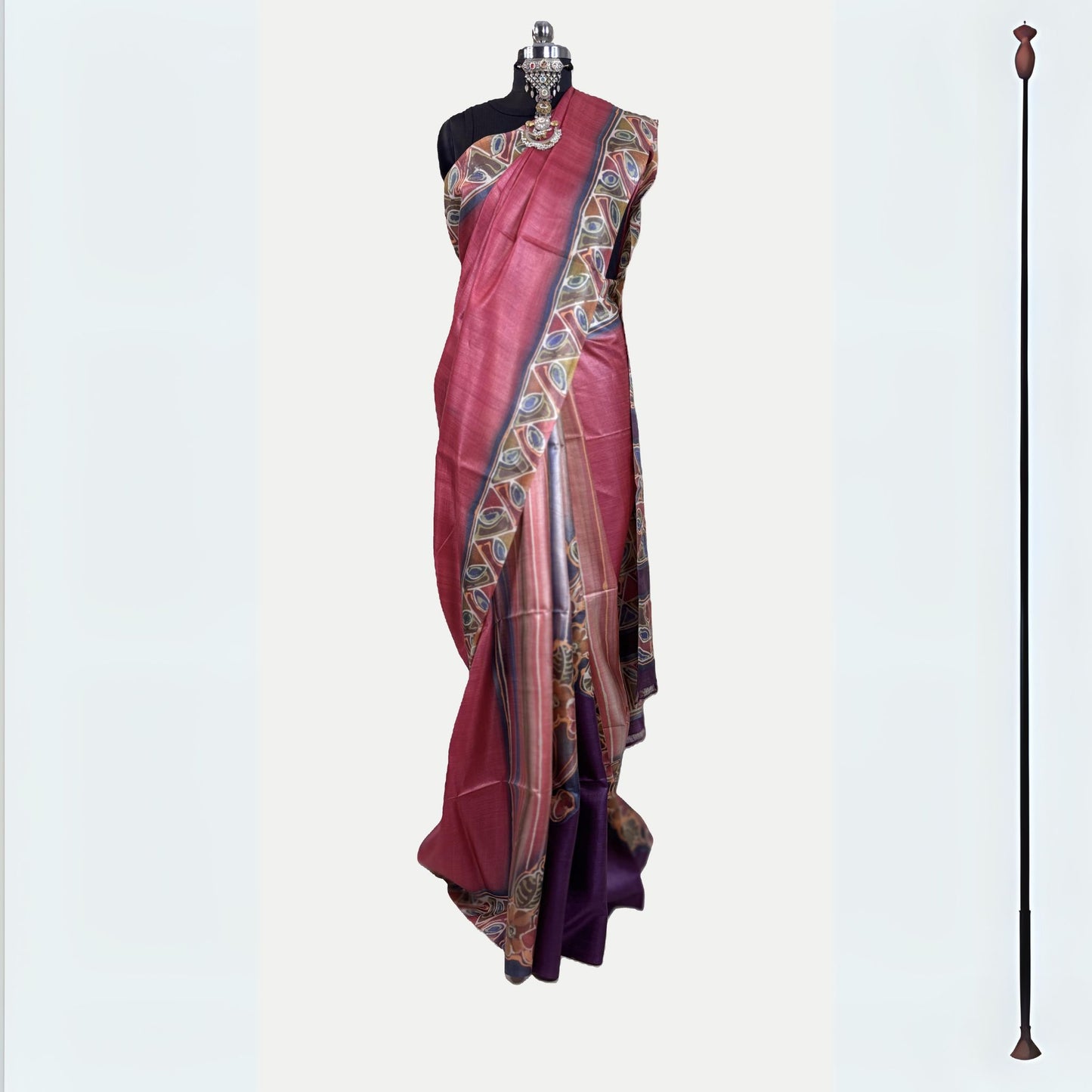 Alcohol Ink Painted  Onion Peel Colour Tussar Saree
