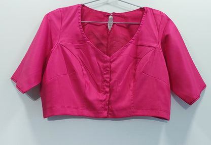 Embroidered Pink  Silk Cotton Blouse
