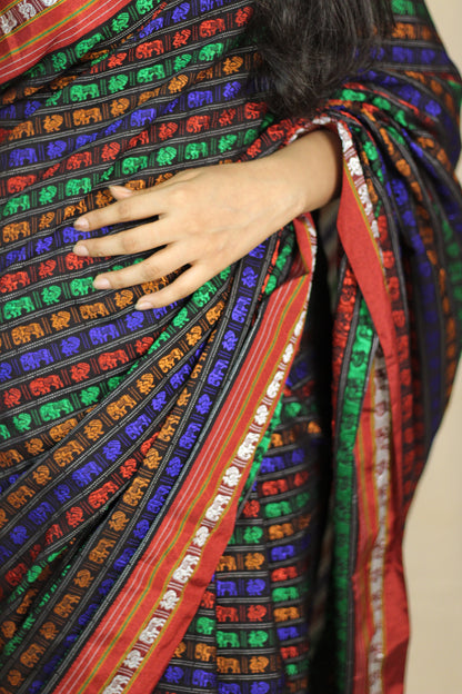 Black Hazaar Buti Silk Cotton Ilkal Saree