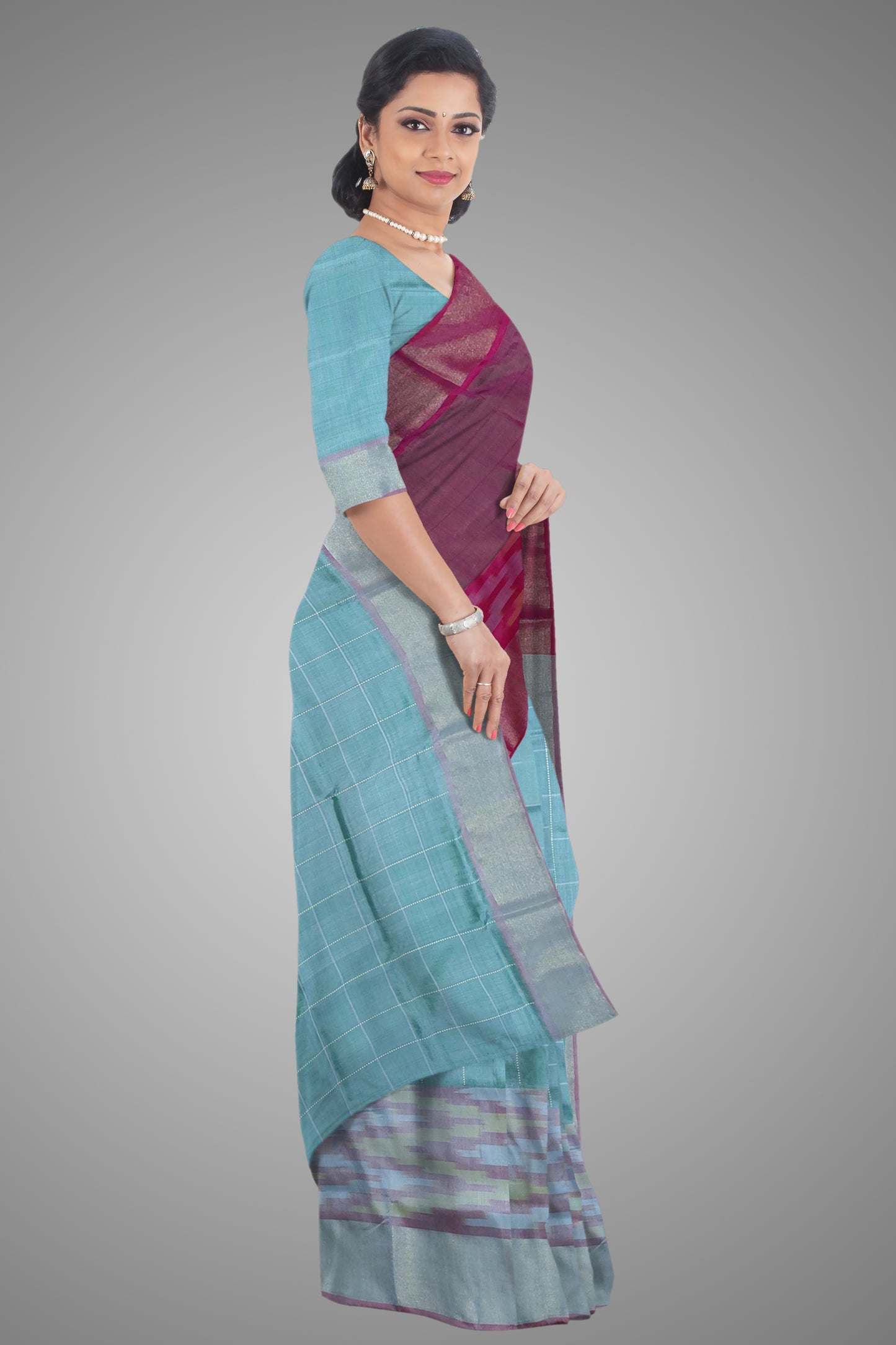 Box Ikkat Katan Silk Saree