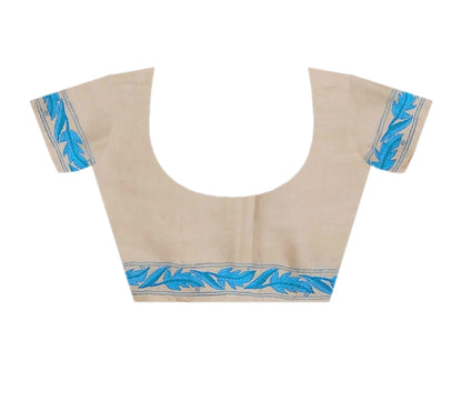 Hand Kantha on Half Tussar Saree