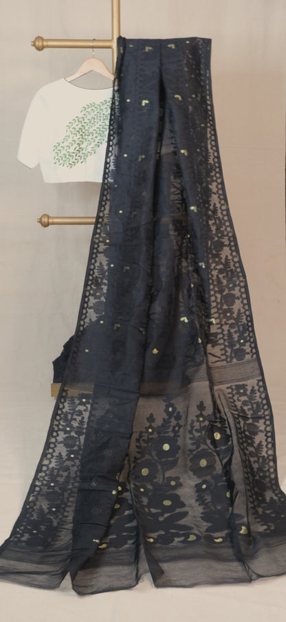 Black Soft Dhakai Jamdani