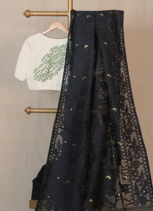 Black Soft Dhakai Jamdani
