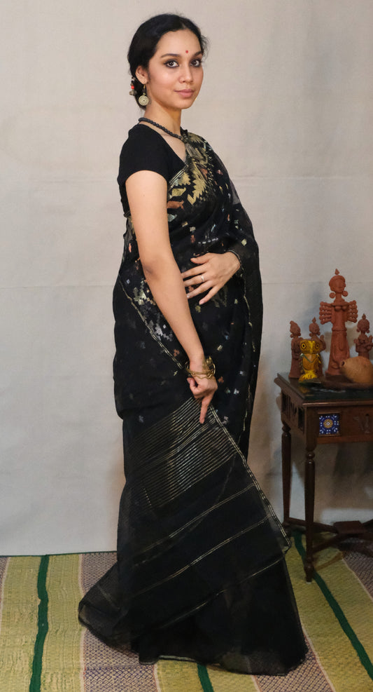 Black Bangladeshi Dhakai Jamdani