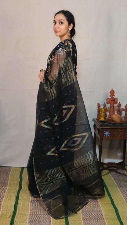 Black Bangladeshi Dhakai Jamdani