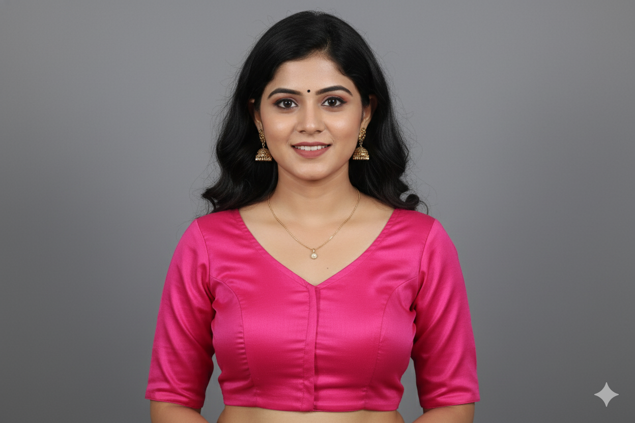 Embroidered Pink  Silk Cotton Blouse