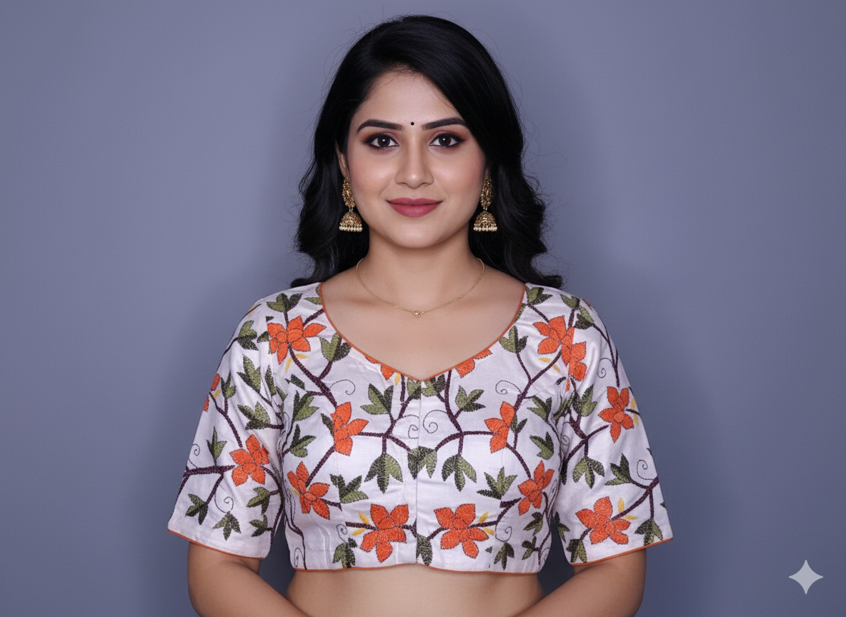 Kantha Work Silk Cotton Blouse