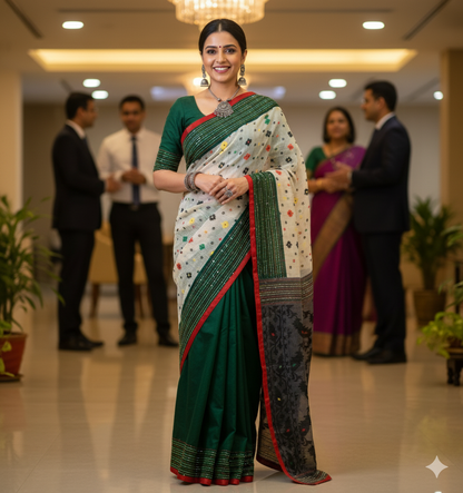 Black & White Designer Soft Dhakai Jamdani