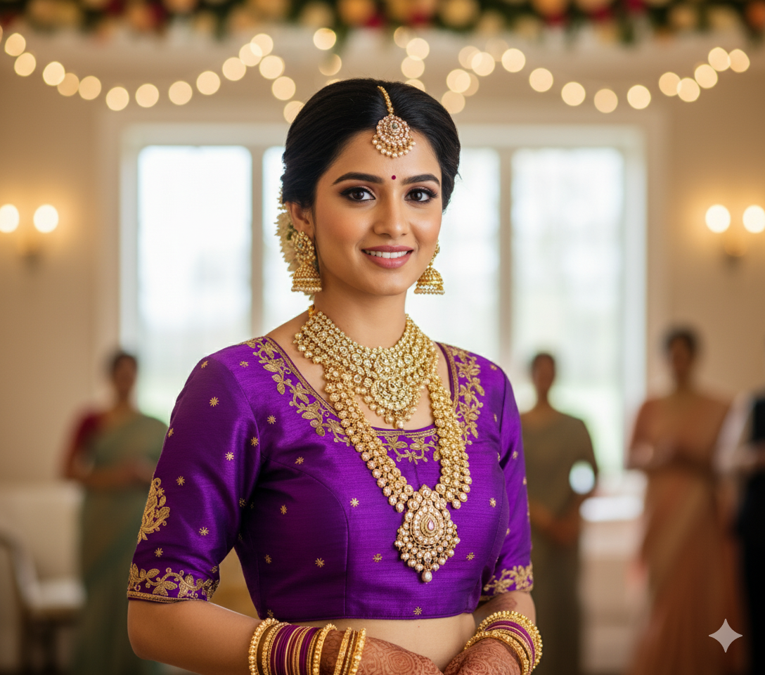 Purple Zari Embroidered Blouse