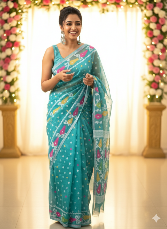 Sky Blue  Soft Dhakai Jamdani