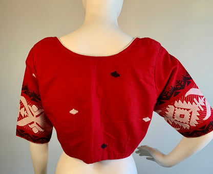 Red Cotton Jamdani  Blouse