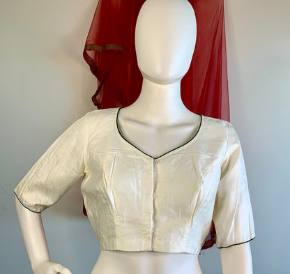 Embroidered Off-White Silk Cotton Blouse