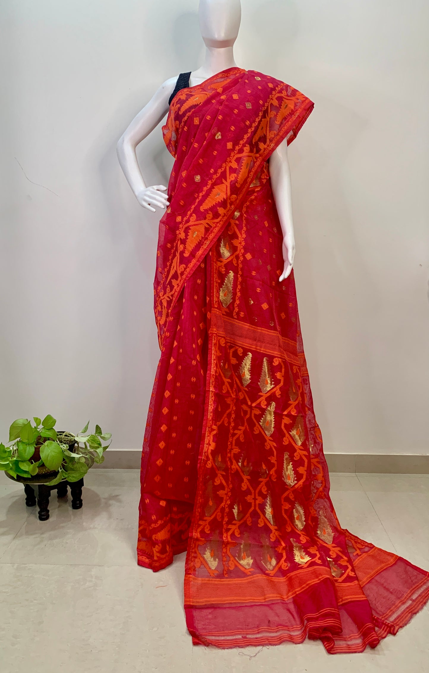 Red Soft Dhakai Jamdani